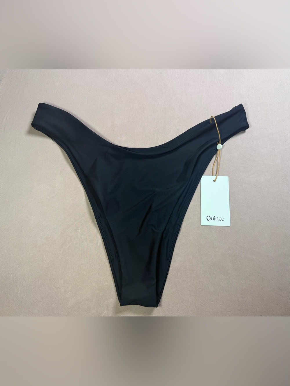 Quince Black Italian High Leg Cheeky Bikini Bottom Bathing Suit Swim Size XL NWT